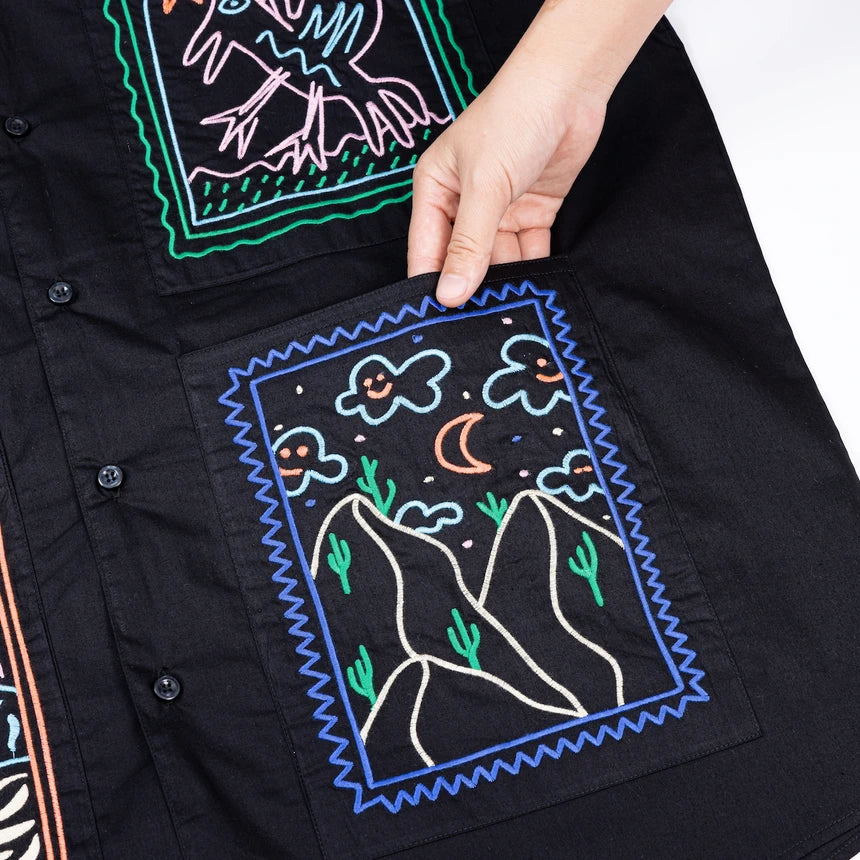 BLACK CACTUS BS235 BLACK SHIRT POCKET EMBRODIERY