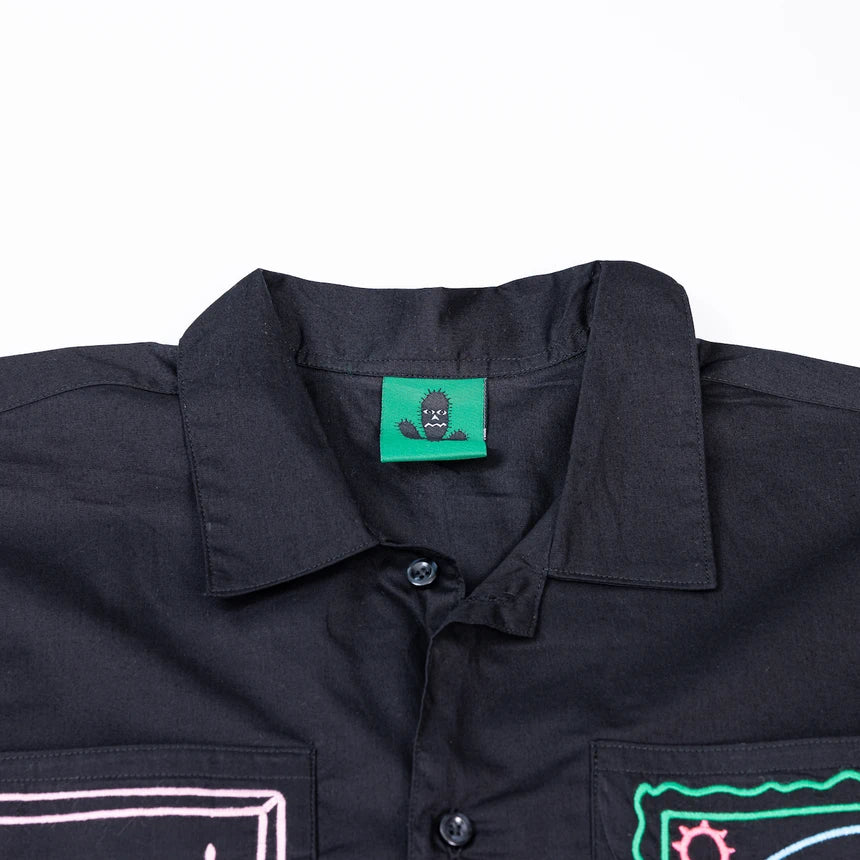 BLACK CACTUS BS235 BLACK SHIRT POCKET EMBRODIERY