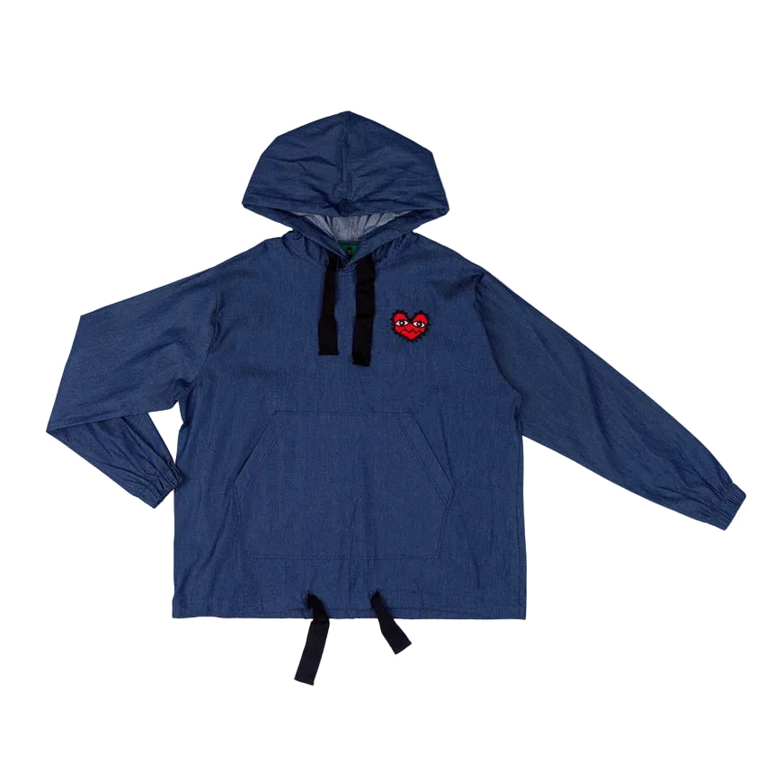 BLACK CACTUS BS371 HOODIE BLUE HEART EMBROIDERY