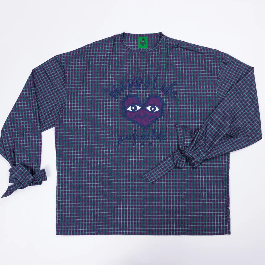 BLACK CACTUS BS263 OVERSIZE ZIP SHOULDER BOW GREEN SCOTCH PATTERN