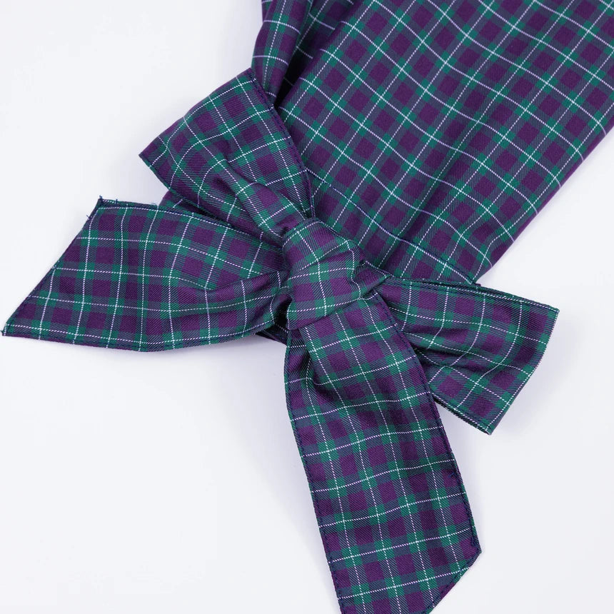 BLACK CACTUS BS263 OVERSIZE ZIP SHOULDER BOW GREEN SCOTCH PATTERN